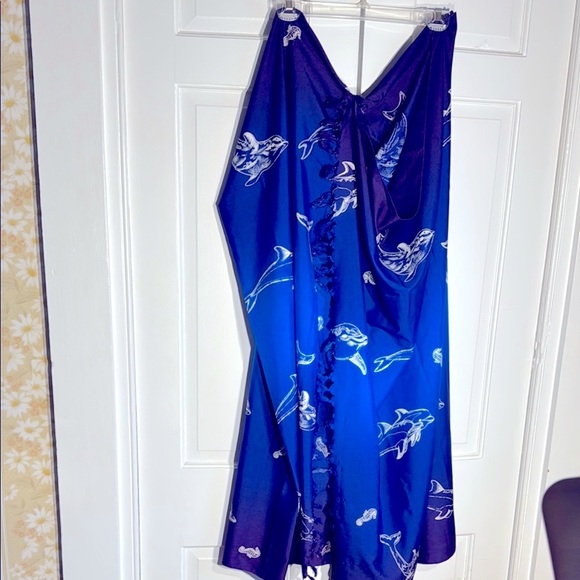 Blue Gradient Swim Coverup with Dolphin Motifs - Picture 2 of 6